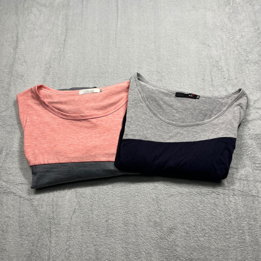 Shibever DJT Tops Women Multicolor Colorblock Twist Front Hanky Hem Bundle XXL